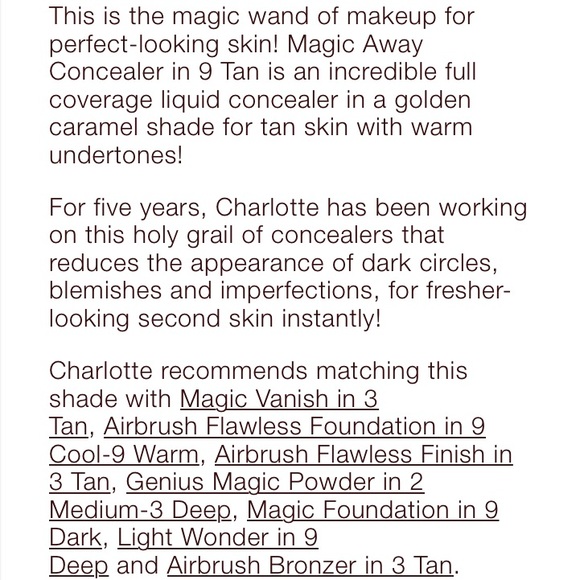 NEW! $32 Charlotte Tilbury Magic Away Liquid Concealer #9 Tan - Picture 9 of 16